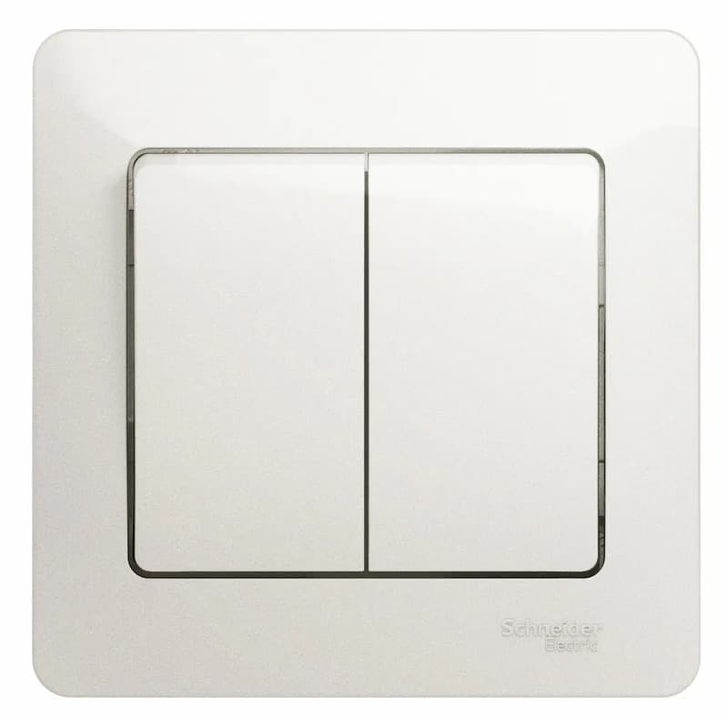 Выключатель двухклавишный с рамкой Systeme Electric (Schneider) Glossa, цвет перламутр