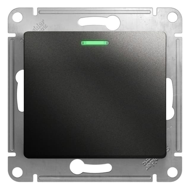 Выключатель одноклавишный с подсветкой Schneider Electric Glossa антрацит GSL000713
