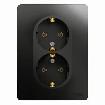 Розетка двойная с заземлением Schneider Electric Glossa антрацит GSL000724 для безопасного подключения