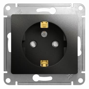 Розетка Schneider Electric Glossa антрацит с заземлением и защитными шторками GSL000745 безопасная для детей