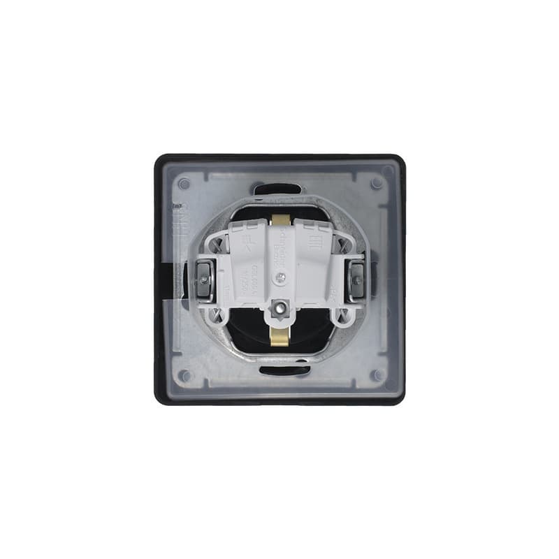 Розетка с заземлением, защитными шторками, крышкой и рамкой Systeme (Schneider) Electric Glossa  GSL000748 (антрацит)