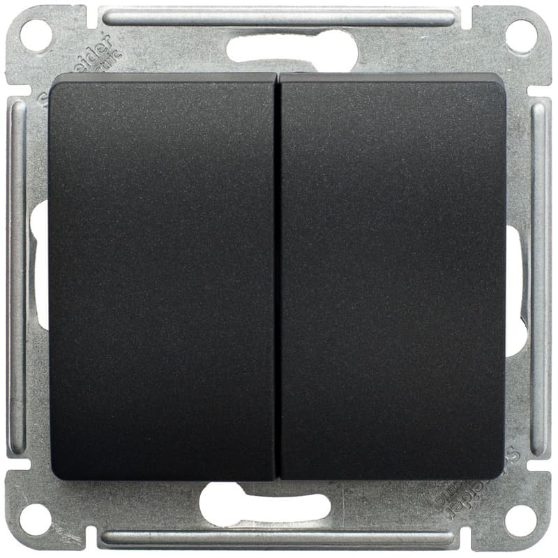 Выключатель проходной двухклавишный Schneider Electric Glossa антрацит GSL000765