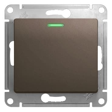 Выключатель одноклавишный с подсветкой Schneider Electric Glossa цвет шоколад GSL000813