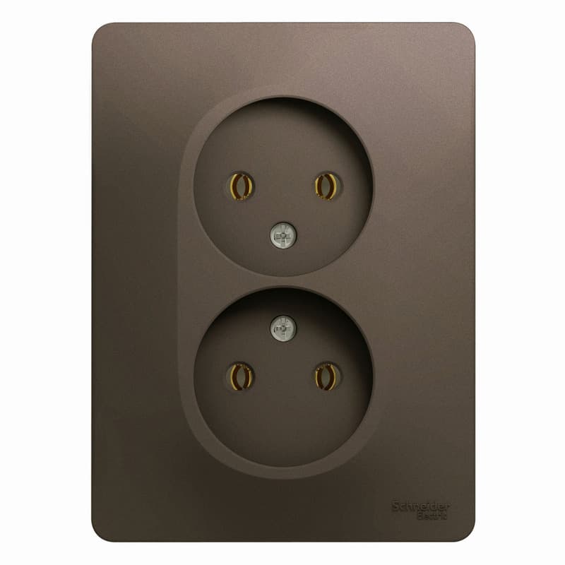 Розетка двойная без заземления Schneider Electric Glossa цвет шоколад GSL000820