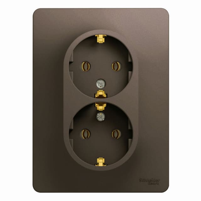 Розетка двойная с заземлением Schneider Electric Glossa цвет шоколад GSL000824