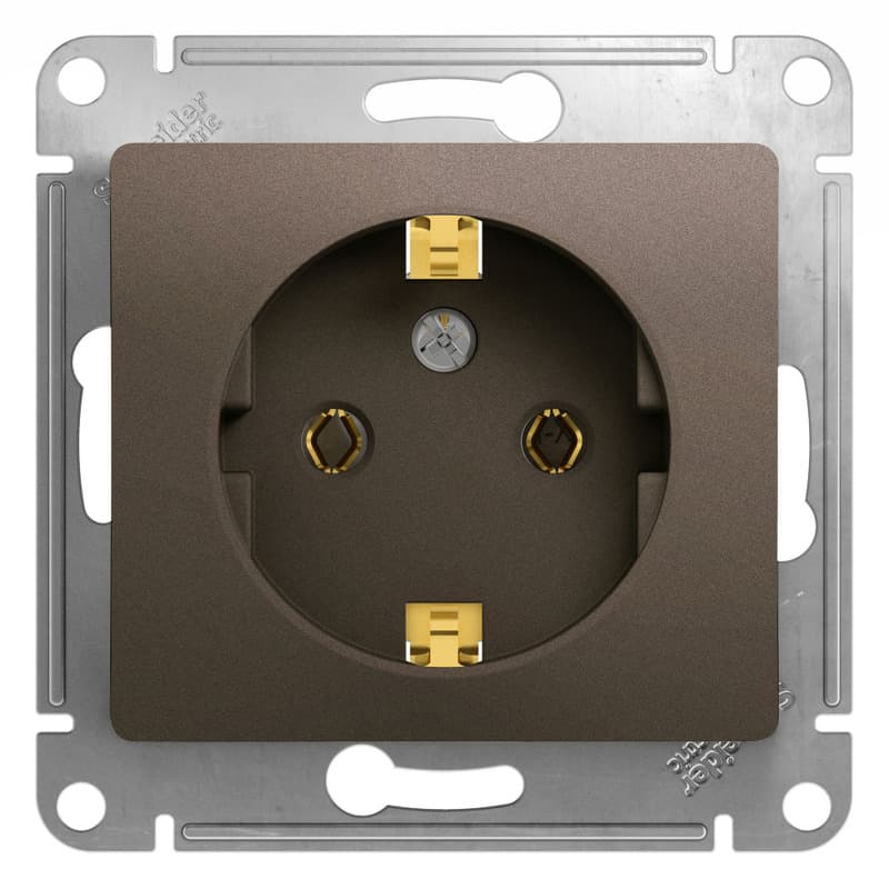 Розетка с заземлением Schneider Electric Glossa цвет шоколад GSL000843