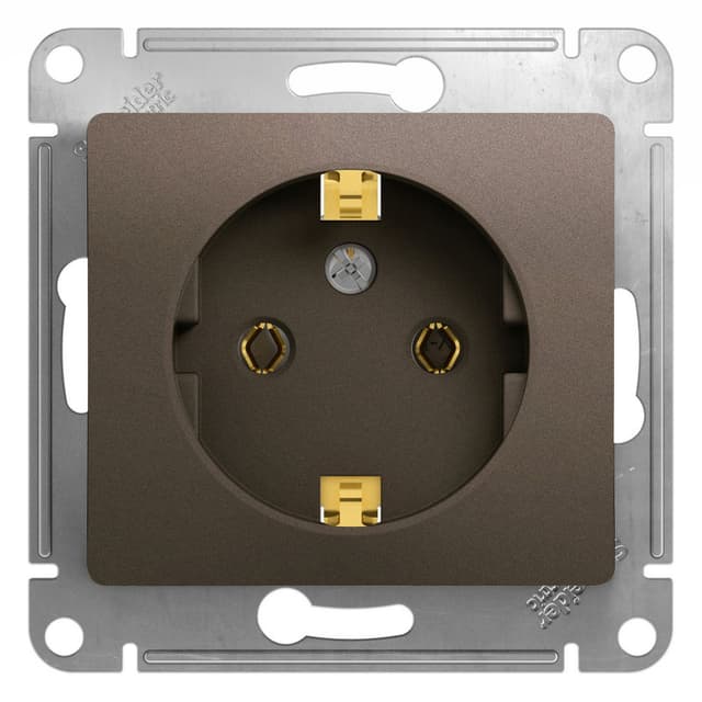 Розетка с заземлением Schneider Electric Glossa цвет шоколад GSL000843