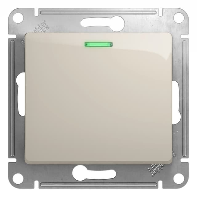 Выключатель одноклавишный с подсветкой Schneider Electric Glossa молочный цвет GSL000913