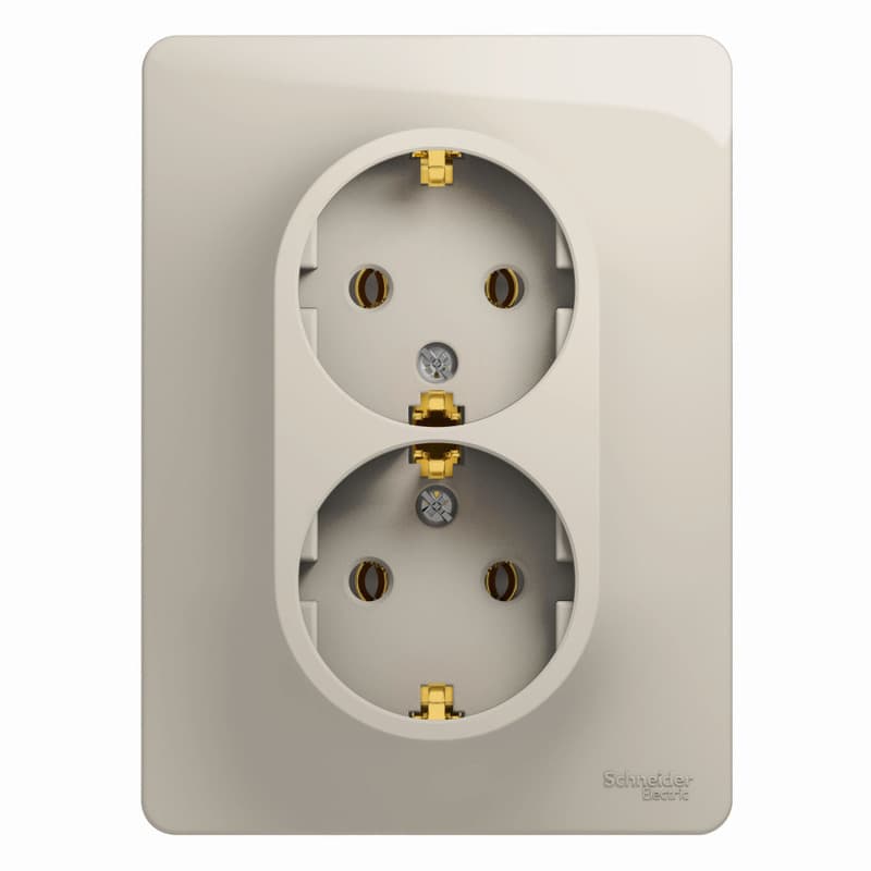 Розетка двойная с заземлением Schneider Electric Glossa молочный цвет GSL000924