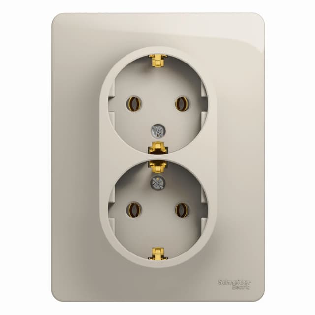 Розетка двойная с заземлением Schneider Electric Glossa молочный цвет GSL000924