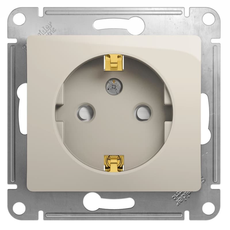 Розетка с заземлением и защитными шторками Schneider Electric Glossa молочный цвет GSL000945