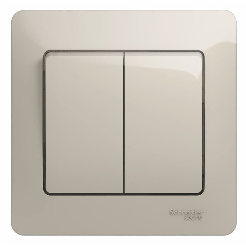 Выключатель 2-клавишный Schneider Electric Glossa молочный цвет с рамкой GSL000952