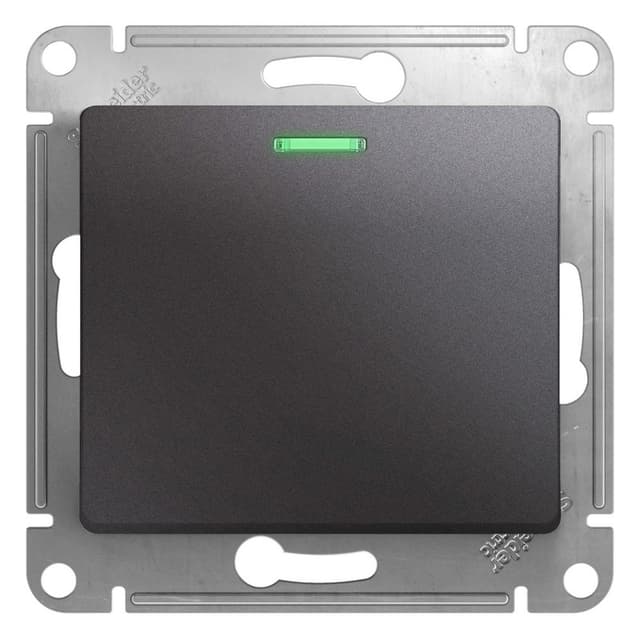 Выключатель одноклавишный с подсветкой Schneider Electric Glossa цвет графит GSL001313
