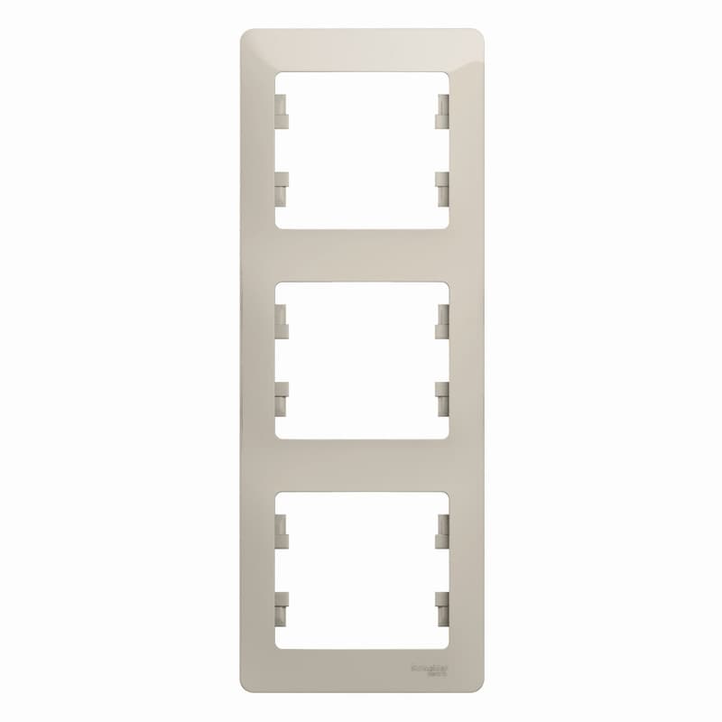 Рамка вертикальная 3-местная Schneider Electric Glossa молочный цвет GSL000907 для монтажа в столбик
