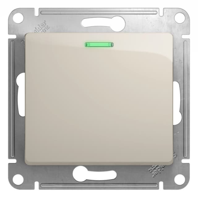 Выключатель проходной одноклавишный с подсветкой Schneider Electric Glossa молочный цвет GSL000963