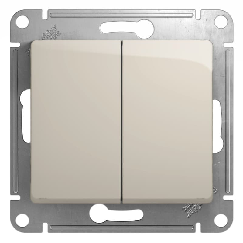 Выключатель проходной двухклавишный Schneider Electric Glossa молочный цвет GSL000965