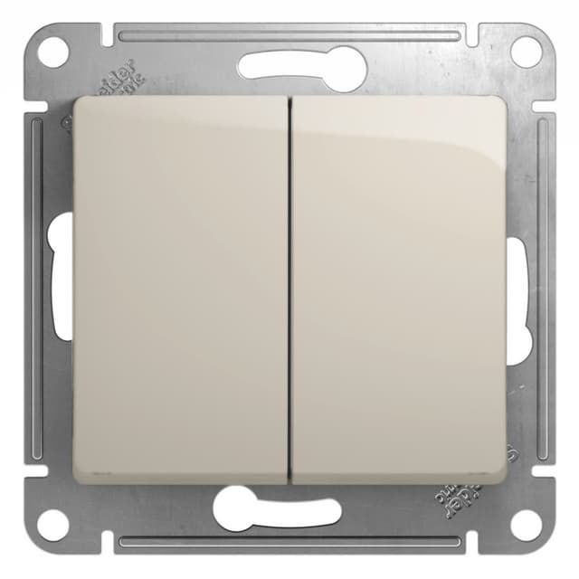 Выключатель проходной двухклавишный Schneider Electric Glossa молочный цвет GSL000965