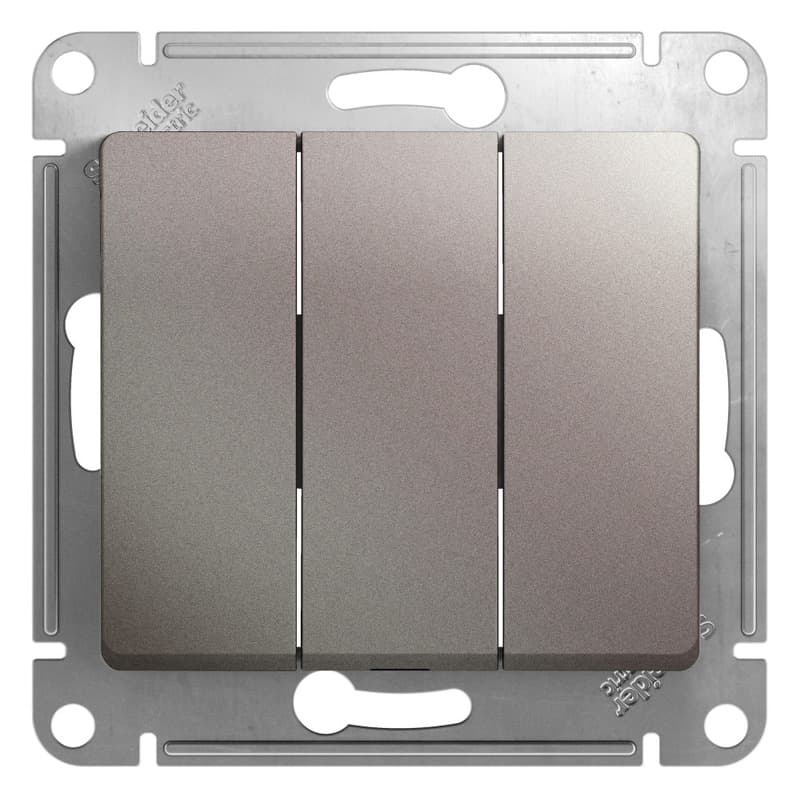 Выключатель трехклавишный Schneider Electric Glossa цвет платина GSL001231 для света