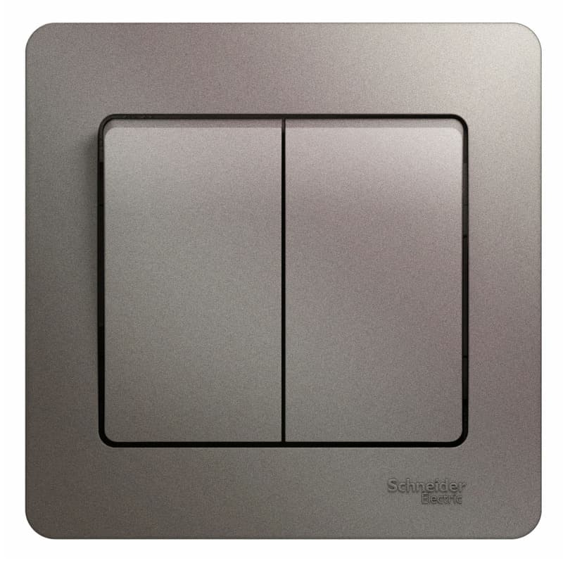Выключатель 2-клавишный Schneider Electric Glossa цвет платина с рамкой GSL001252
