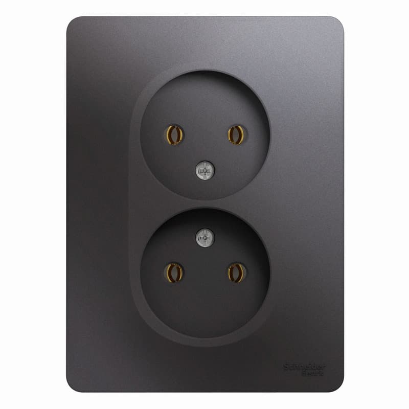 Розетка двойная без заземления Schneider Electric Glossa цвет графит GSL001320