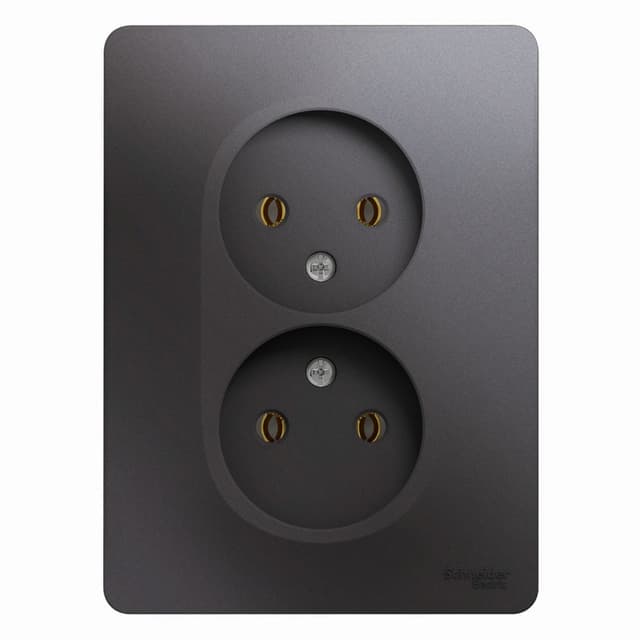 Розетка двойная без заземления Schneider Electric Glossa цвет графит GSL001320