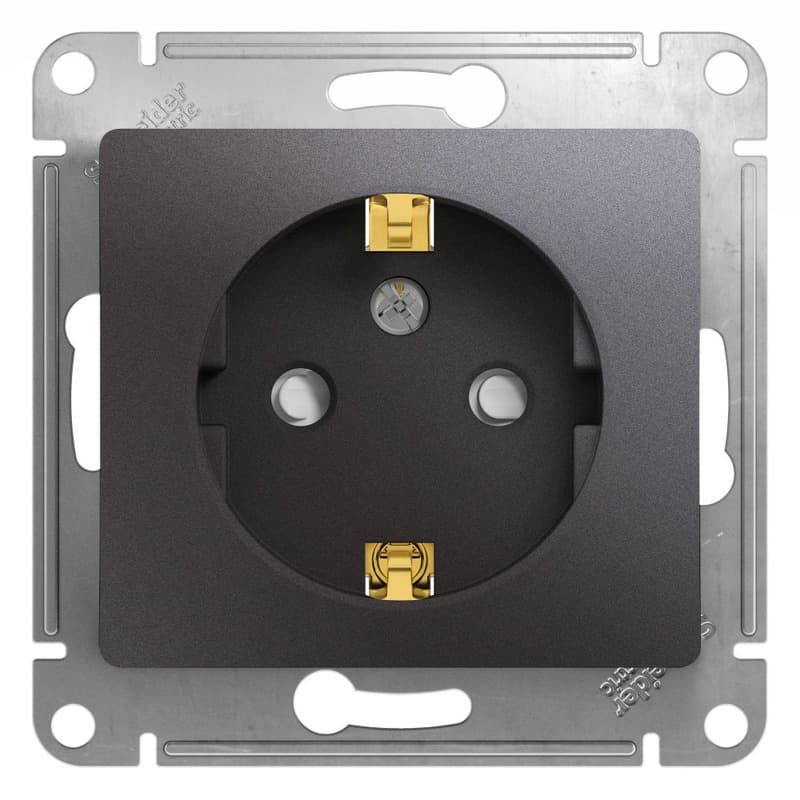 Розетка с заземлением и защитными шторками Schneider Electric Glossa цвет графит GSL001345