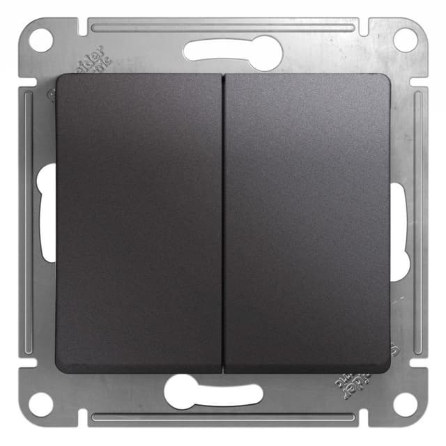 Выключатель двухклавишный Schneider Electric Glossa цвет графит GSL001351 для света