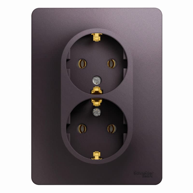 Розетка двойная с заземлением Schneider Electric Glossa сиреневый туман — купить в Electrica Shop