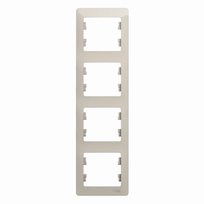 Рамка вертикальная 4-местная Schneider Electric Glossa молочный цвет GSL000908 для установки в столбик