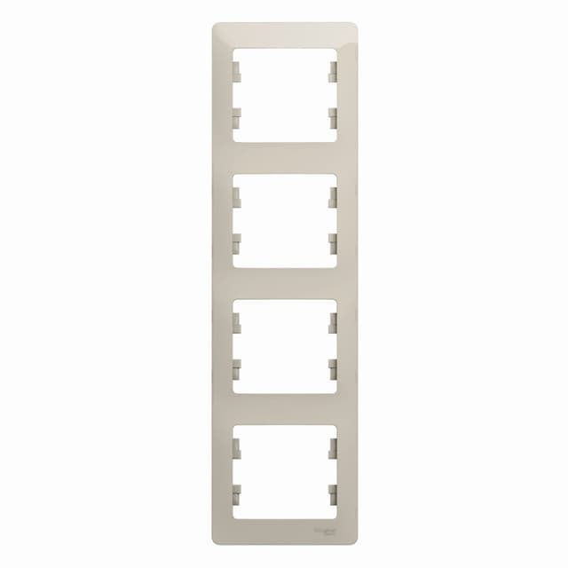 Рамка вертикальная 4-местная Schneider Electric Glossa молочный цвет GSL000908 для установки в столбик