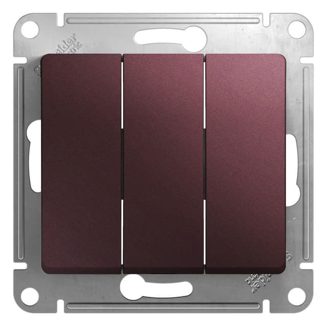 Выключатель трехклавишный Schneider Electric Glossa баклажановый цвет GSL001131 для света