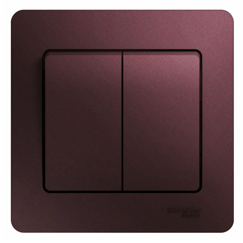 Выключатель 2-клавишный Schneider Electric Glossa баклажановый цвет с рамкой GSL001152
