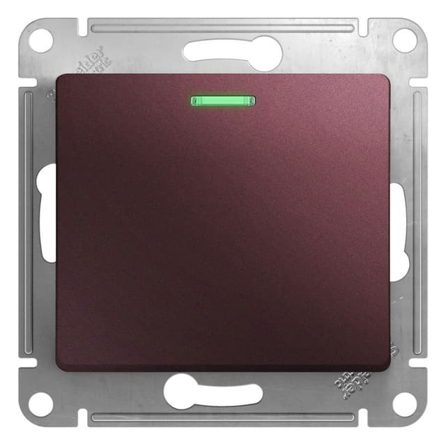 Выключатель проходной одноклавишный с подсветкой Schneider Electric Glossa баклажановый цвет GSL001163