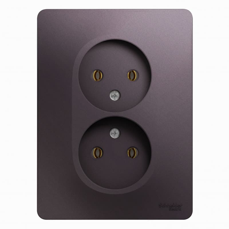 Розетка двойная без заземления Schneider Electric Glossa сиреневый туман — купить в Electrica Shop