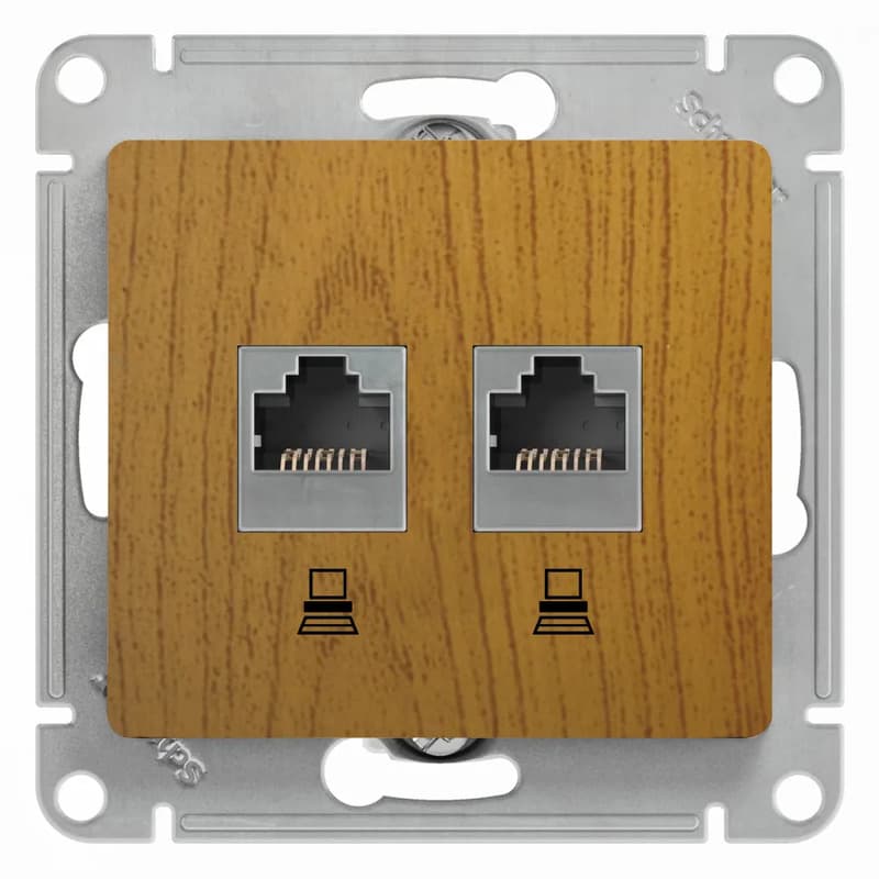 Розетка двойная компьютерная (2xRJ45) Systeme Electric (Schneider) Glossa, цвет дуб
