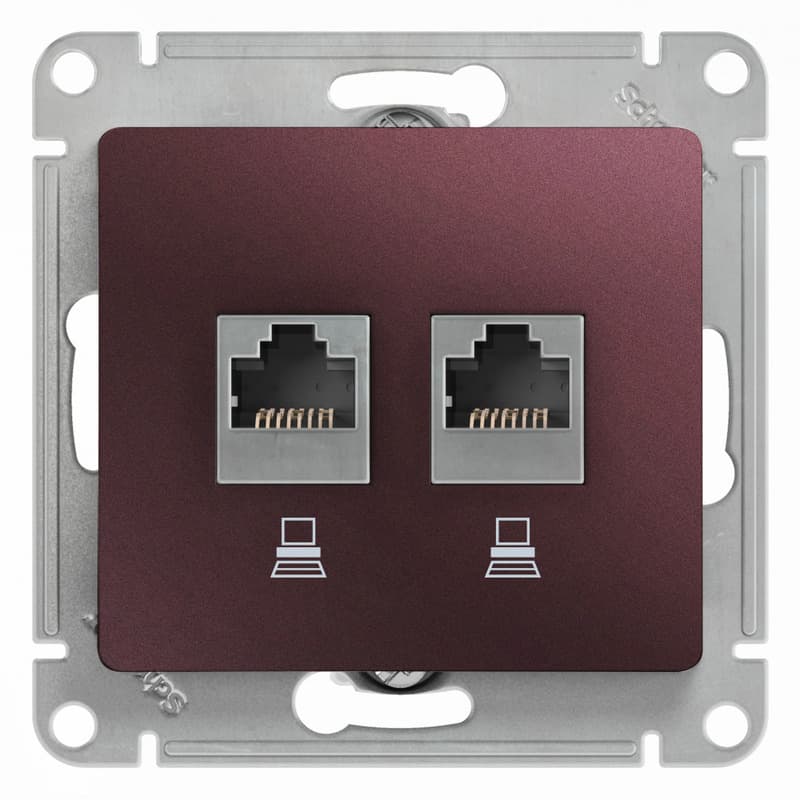 Розетка двойная компьютерная Schneider Electric Glossa баклажановый цвет 2 порта RJ-45 — купить в Electrica Shop