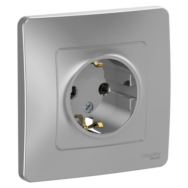 Розетка с заземлением Schneider Electric Blanca алюминий BLNRS001013