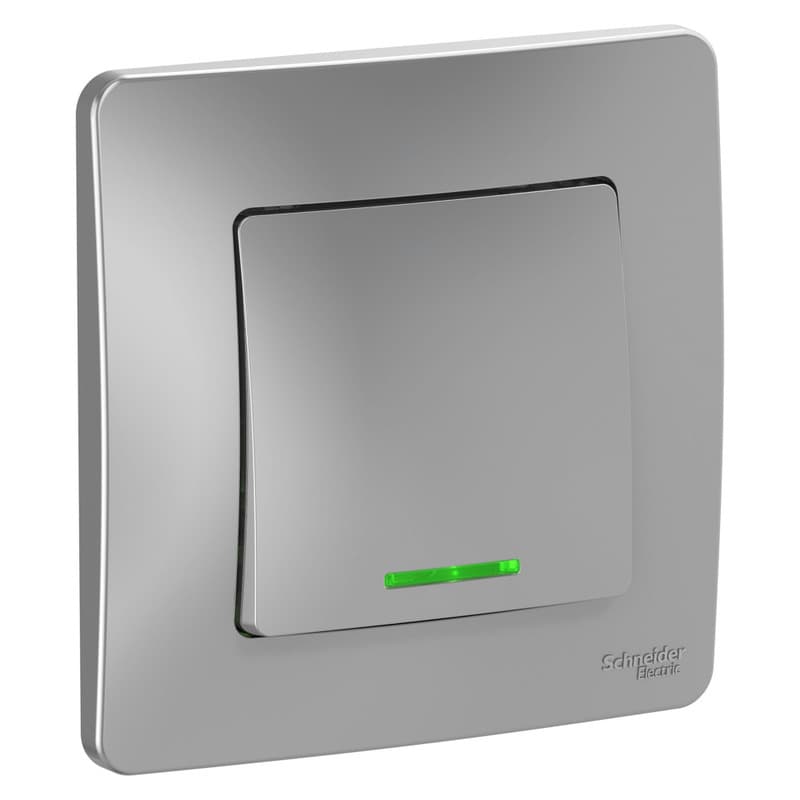 Выключатель одноклавишный с подсветкой Schneider Electric Blanca алюминий BLNVS010113