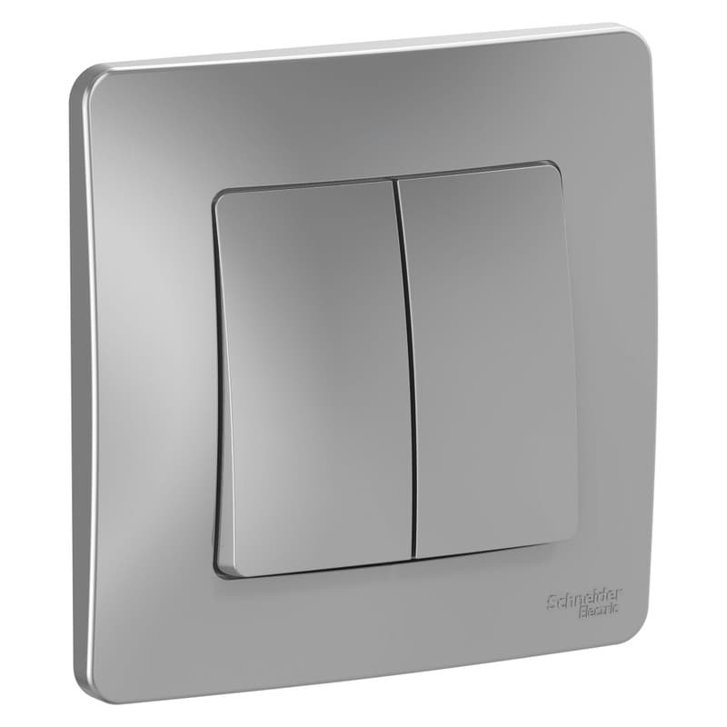 Выключатель проходной двухклавишный Schneider Electric Blanca алюминий BLNVS106603