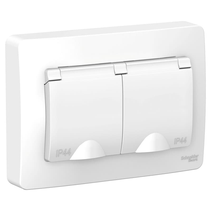 Розетка двойная с крышкой и защитными шторками Schneider Electric Blanca белый BLNRS441121