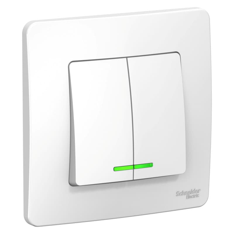 Выключатель двухклавишный с подсветкой Schneider Electric Blanca белый BLNVS006511