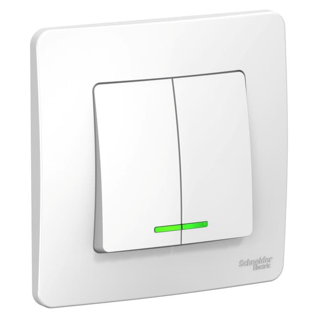 Выключатель двухклавишный с подсветкой Schneider Electric Blanca белый BLNVS006511