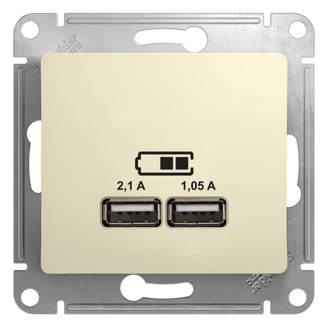 Розетка USB Type-A для зарядки Systeme Electric (Schneider) Glossa, цвет бежевый