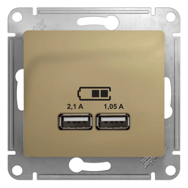 Розетка USB Type-A для зарядки Systeme Electric (Schneider) Glossa, цвет титан
