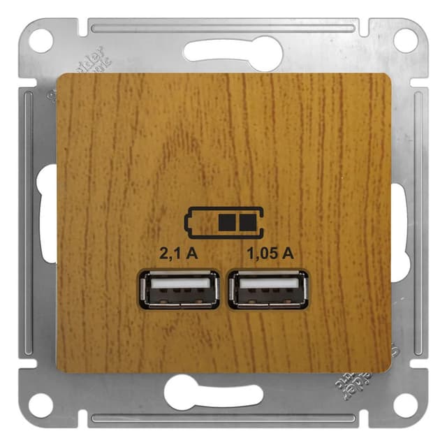 Розетка USB Type-A для зарядки Systeme Electric (Schneider) Glossa, цвет дуб