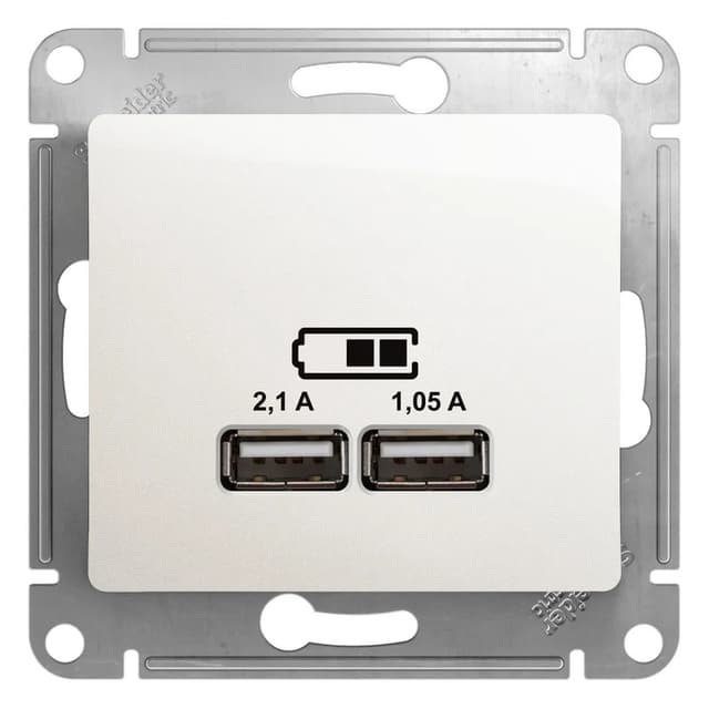 Розетка USB Type-A для зарядки Systeme Electric (Schneider) Glossa, цвет перламутр