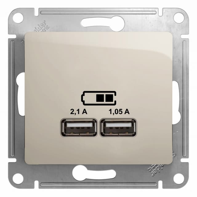 Розетка Schneider Electric Glossa молочный цвет с портом USB Type-A GSL000933
