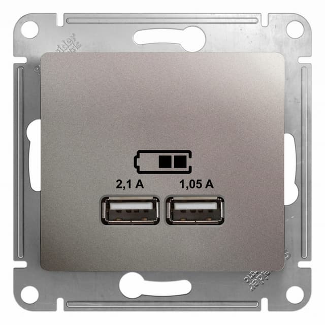 Розетка Schneider Electric Glossa цвет платина с портом USB Type-A GSL001233