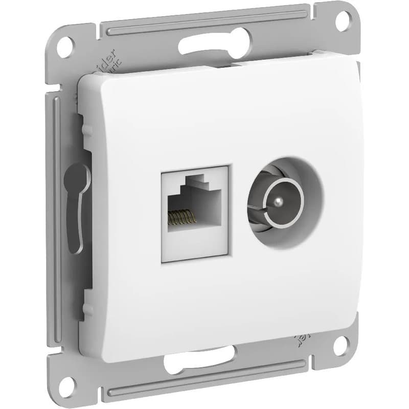 Розетка комбинированная TV и компьютерная (RJ45) Systeme Electric (Schneider) Glossa, цвет белый
