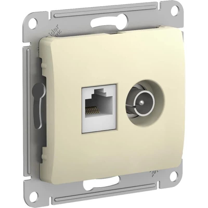Розетка двойная TV + компьютерная Systeme Electric Glossa бежевый GSL000289 | Купить в Electrica Shop